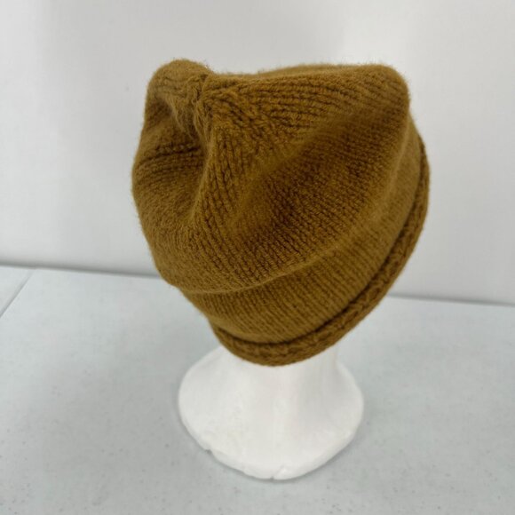 Zara Beanie M Medium 100% Wool Hat Brown Mustard Yellow Cozy Warm - Picture 8 of 9
